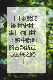 「乡愁印迹·村史村事」洞口村：黔中腹地的古韵新章与振兴之路