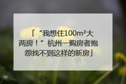 “我想住100m²大两房！”杭州一购房者抱怨找不到这样的新房