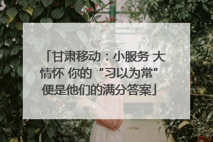 甘肃移动：小服务 大情怀 你的“习以为常”便是他们的满分答案