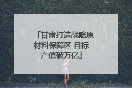 甘肃打造战略原材料保障区 目标产值破万亿