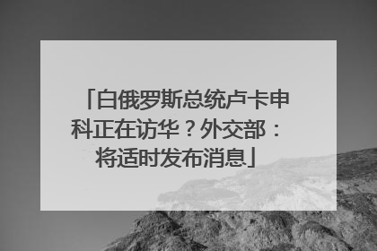 白俄罗斯总统卢卡申科正在访华？外交部：将适时发布消息
