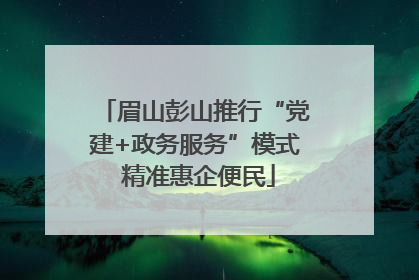 眉山彭山推行“党建+政务服务”模式 精准惠企便民