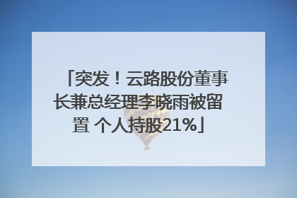 突发！云路股份董事长兼总经理李晓雨被留置 个人持股21%
