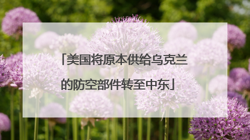 美国将原本供给乌克兰的防空部件转至中东