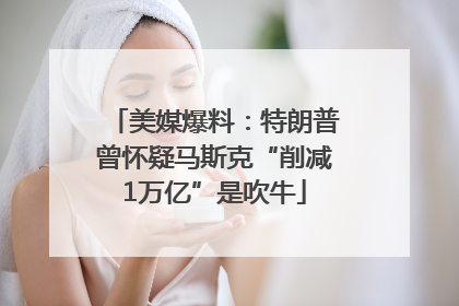 美媒爆料：特朗普曾怀疑马斯克“削减1万亿”是吹牛