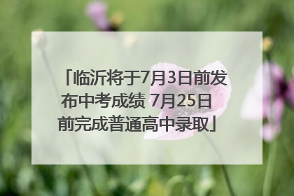 临沂将于7月3日前发布中考成绩 7月25日前完成普通高中录取