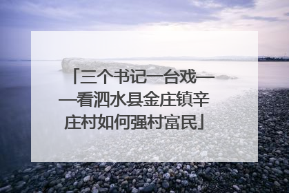 三个书记一台戏——看泗水县金庄镇辛庄村如何强村富民