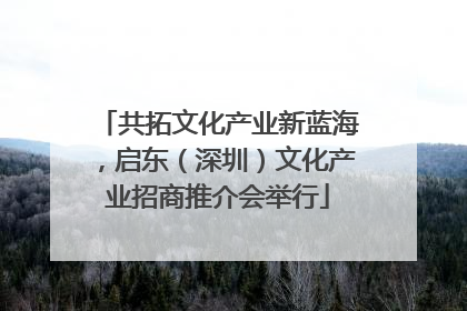 共拓文化产业新蓝海，启东（深圳）文化产业招商推介会举行