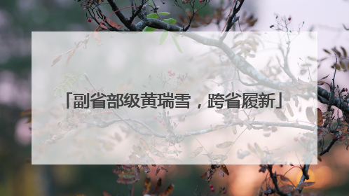 副省部级黄瑞雪，跨省履新