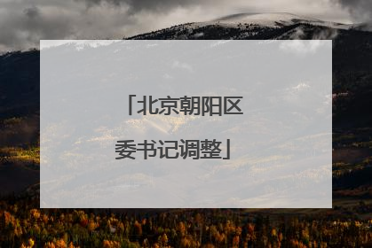北京朝阳区委书记调整
