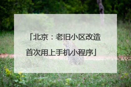 北京：老旧小区改造首次用上手机小程序