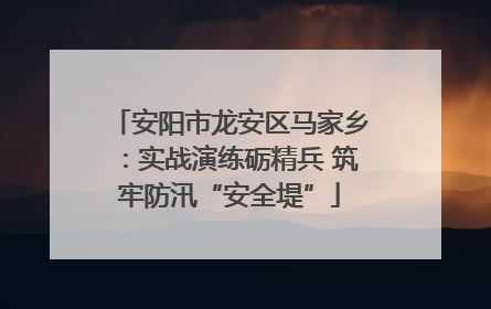 安阳市龙安区马家乡：实战演练砺精兵 筑牢防汛“安全堤”
