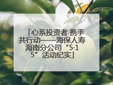 心系投资者 携手共行动——海保人寿海南分公司“5·15”活动纪实