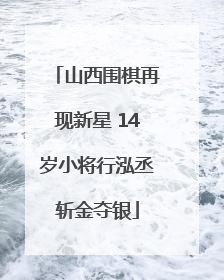 山西围棋再现新星 14岁小将行泓丞斩金夺银
