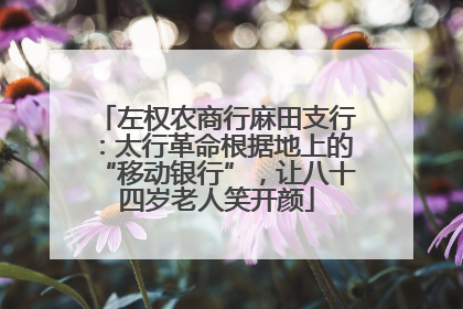 左权农商行麻田支行：太行革命根据地上的“移动银行”，让八十四岁老人笑开颜