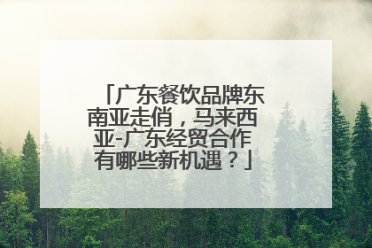广东餐饮品牌东南亚走俏，马来西亚-广东经贸合作有哪些新机遇？