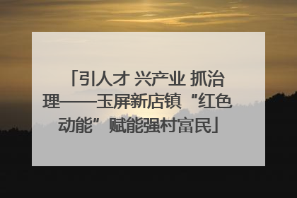 引人才 兴产业 抓治理——玉屏新店镇“红色动能”赋能强村富民