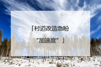 村道改造急盼“加速度”