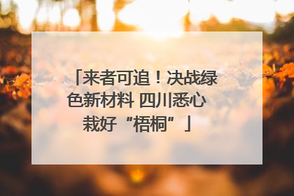来者可追！决战绿色新材料 四川悉心栽好“梧桐”