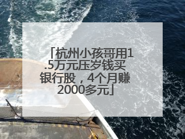 杭州小孩哥用1.5万元压岁钱买银行股，4个月赚2000多元