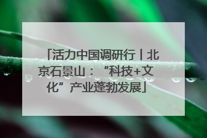 活力中国调研行丨北京石景山：“科技+文化”产业蓬勃发展