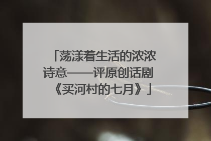 荡漾着生活的浓浓诗意——评原创话剧《买河村的七月》