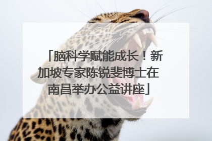 脑科学赋能成长！新加坡专家陈锐斐博士在南昌举办公益讲座