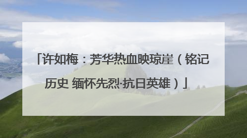 许如梅：芳华热血映琼崖（铭记历史 缅怀先烈·抗日英雄）