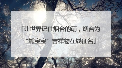 让世界记住烟台的萌，烟台为“熊宝宝”吉祥物在线征名