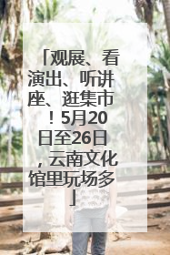 观展、看演出、听讲座、逛集市！5月20日至26日，云南文化馆里玩场多