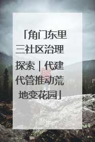 角门东里三社区治理探索｜代建代管推动荒地变花园