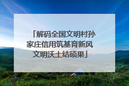解码全国文明村孙家庄信用筑基育新风文明沃土结硕果
