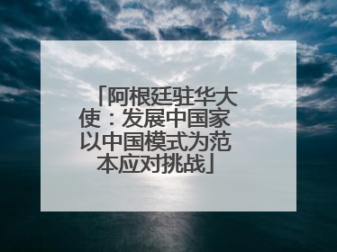 阿根廷驻华大使：发展中国家以中国模式为范本应对挑战