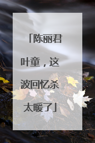 陈丽君叶童，这波回忆杀太暖了