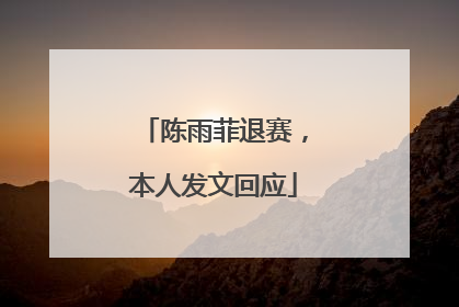 陈雨菲退赛，本人发文回应