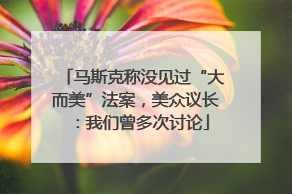 马斯克称没见过“大而美”法案，美众议长：我们曾多次讨论