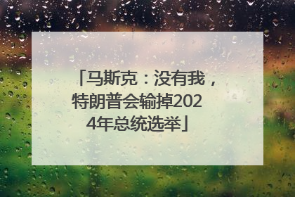 马斯克：没有我，特朗普会输掉2024年总统选举