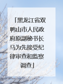 黑龙江省双鸭山市人民政府原副秘书长马为先接受纪律审查和监察调查