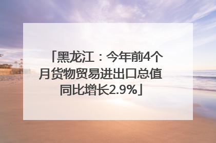 黑龙江：今年前4个月货物贸易进出口总值同比增长2.9%