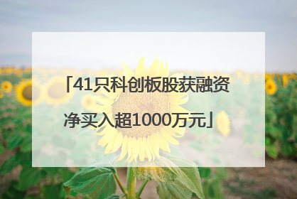 41只科创板股获融资净买入超1000万元