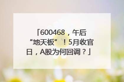 600468，午后“地天板”！5月收官日，A股为何回调？